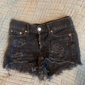 Aeropostale Black Distressed Jean Shorts